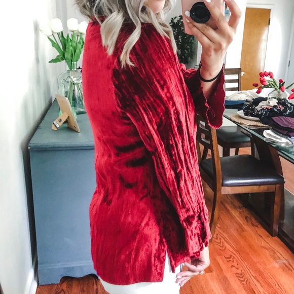 Isabella Bird Red Velvet Rayon Cardigan P - Picture 6 of 6
